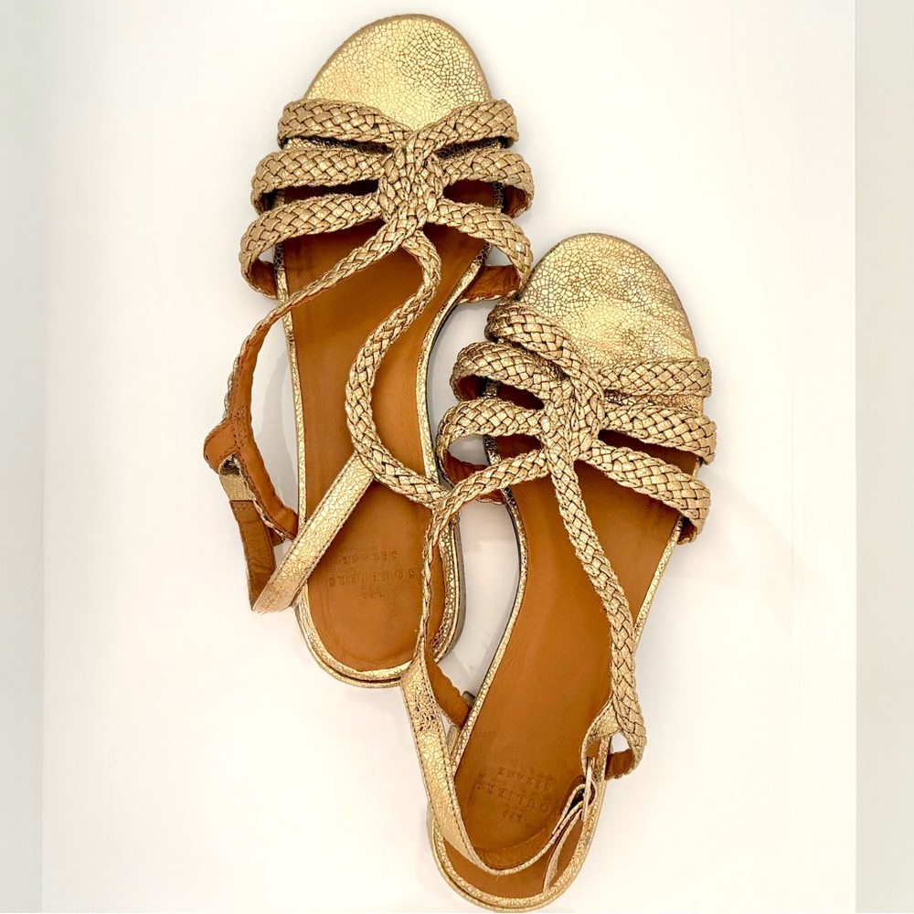 Sezane Rosa Low Sandals Doré Lisse - Size 40